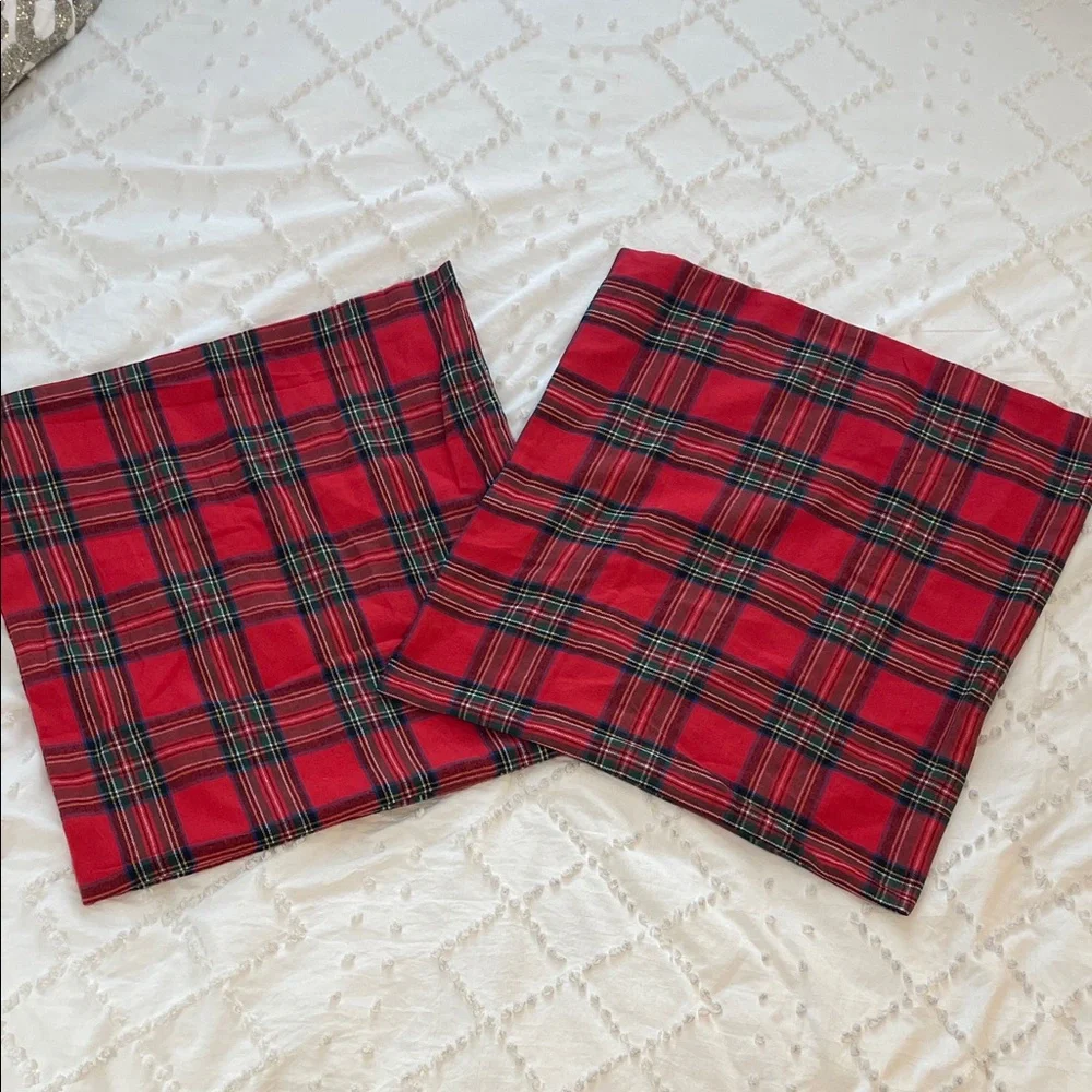 Red Plaid Pillow Covers set of two new